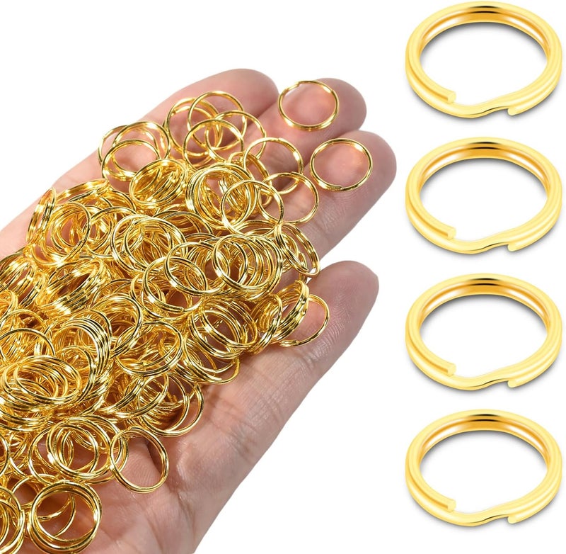 ManTangSun 1/2" 300 PCS Gold Small Key Rings, Double Loops Split Rings Jewelry Making Metal Mini Key Ring for Keychian, Pet Collar Tag, Luggage Tag DIY Craft Hardware - Image 1
